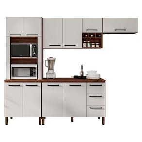 Cozinha Modulada Ametista Composição 5 Nogueira Off White - Kits Paraná