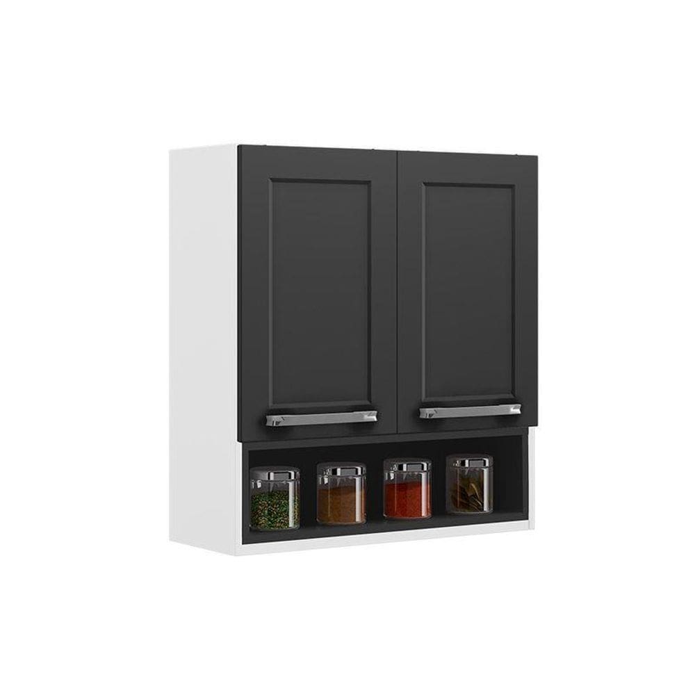 Armário Aéreo Itatiaia 2 Portas e Nicho Grafite Florença