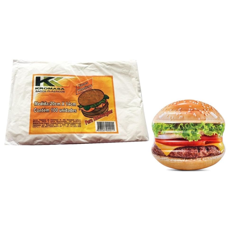 Saco plástico para hambúrguer 20 x 14cm kromasa c/2000 4pct