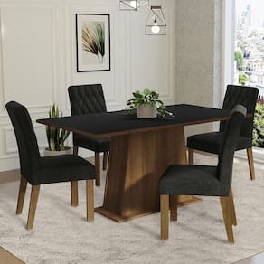 Sala De Jantar Mesa Tampo De Madeira 4 Cadeiras Rustic-preto-oxford Ashley Madesa