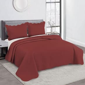 Colcha bullet 3 peças casal 2,20x2,40 camesa vinhoterracota