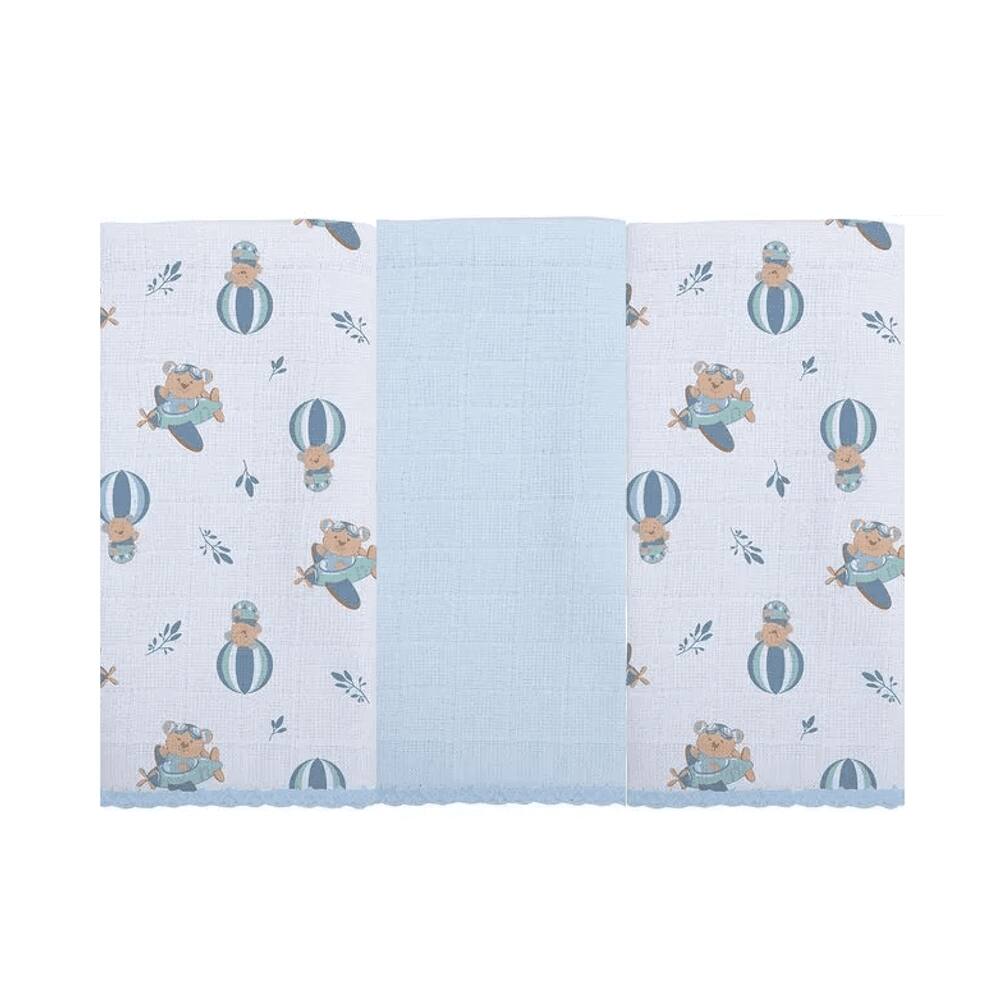 PANO DE BOCA BUBLIM BABY LISO/ESTAMPADO 100% ALGODÃO 34CM x 40CM