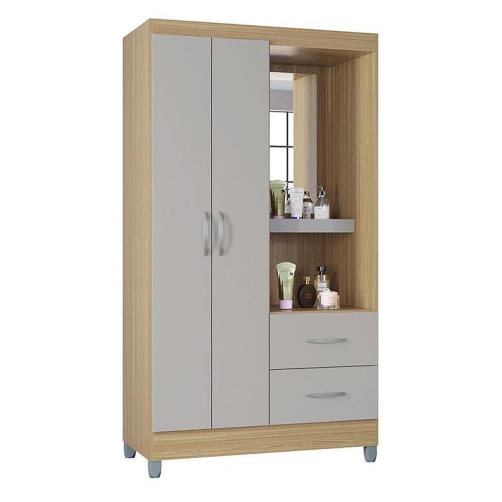 Guarda Roupa Solteiro Cordoba 2 Portas Damasco Off White – Poquema