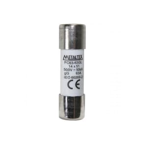 Fusível cartucho 14x51mm 63 amperes modelo fc metaltex