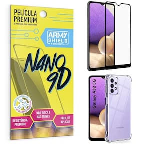Capinha samsung a32 5g + película premium nano 9d armyshield