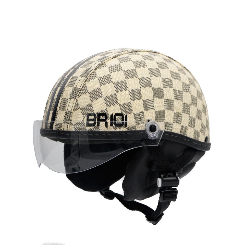 Capacete coquinho br 101 xadrez bege vision cristal m