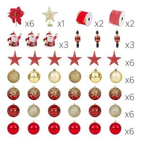 Kit decoração árvore natal vermelha/dourada 47 peças crommer