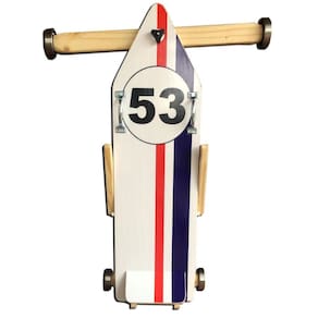 Carrinho de rolimã vintage madeira brinquedo herbie 53