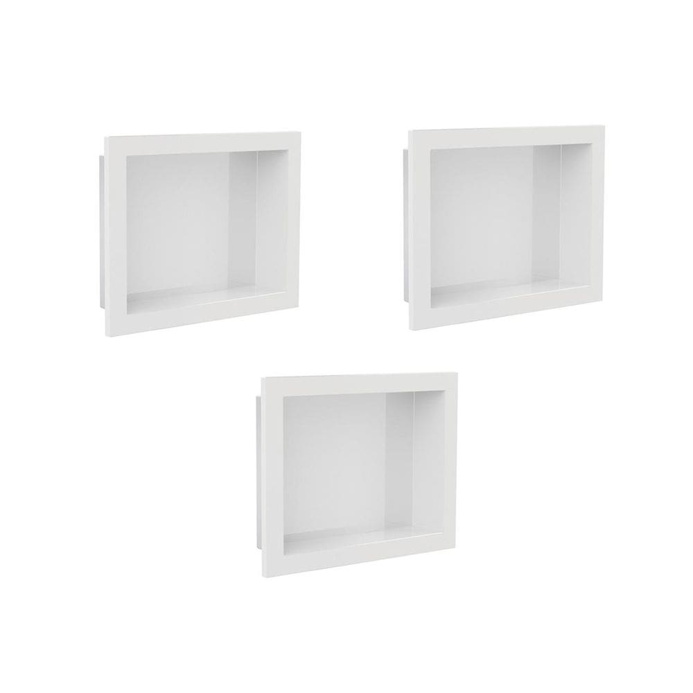 Kit 3 nicho embutir parede banheiro cozinha 30x40 branco