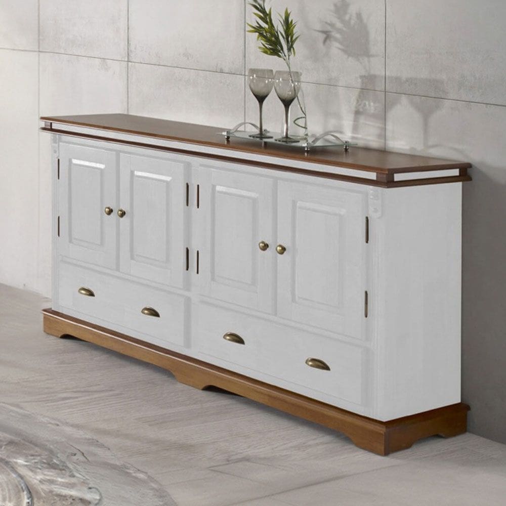 Balcão Buffet 4 Portas 2 Gavetas Manchester 2042 Linz Móveis - Off White/Imbuia Glazer