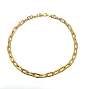 Colar choker delicada elo quadrado folheado a ouro