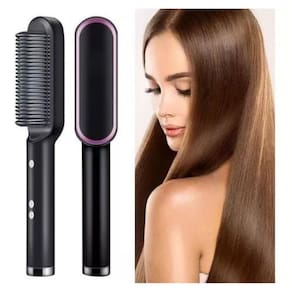 Escova alisadora de cabelo pente elétrico portátil chapinha