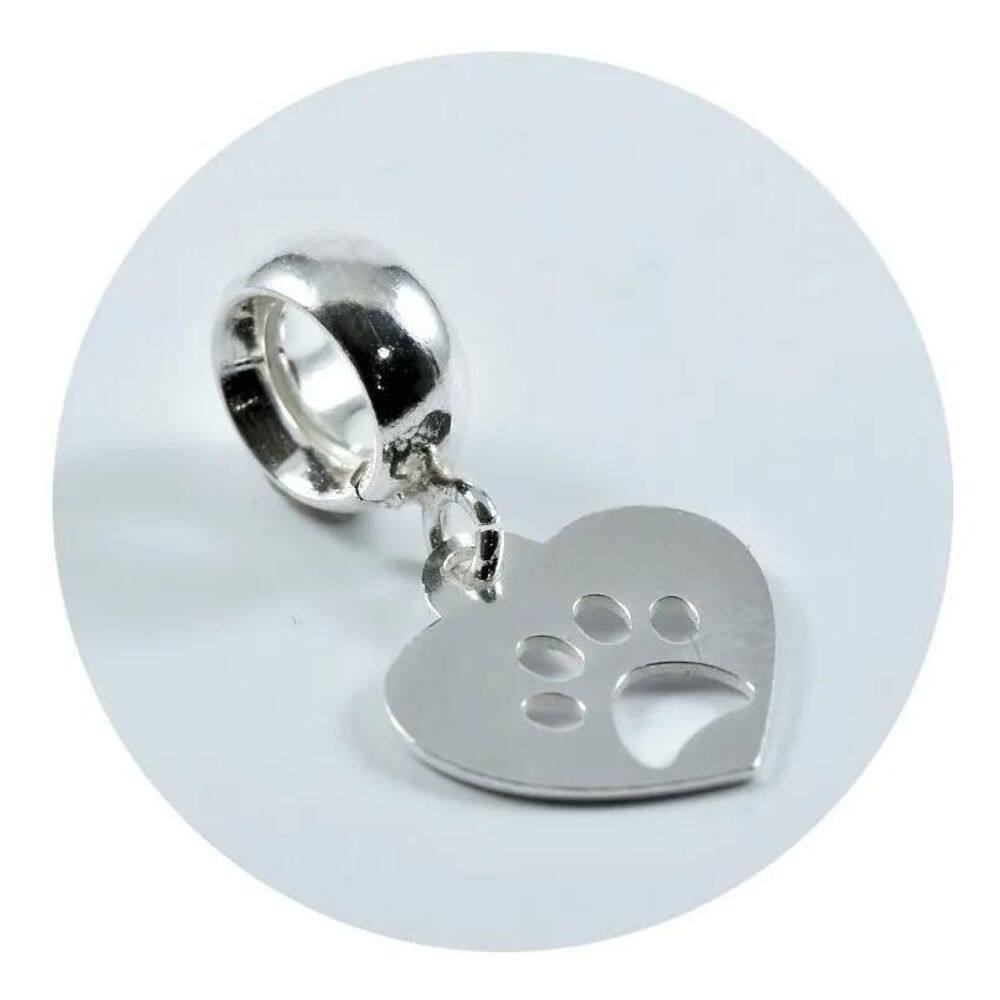 Berloque prata 925 coração pata 12mm - ponte vecchio joias