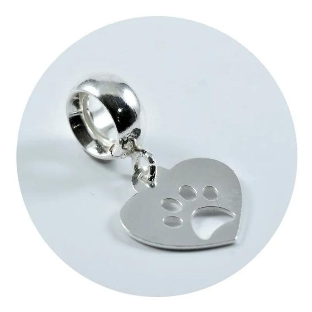 Berloque prata 925 coração pata 12mm - ponte vecchio joias