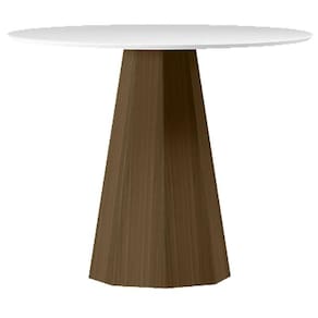Mesa de Jantar 100x100 cm Isis com Vidro Imbuia Off White - New Ceval