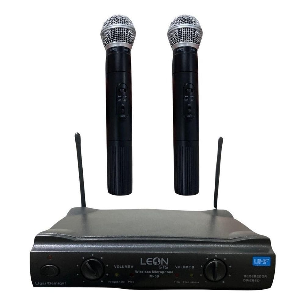 Microfone duplo sem fio profissional uhf karaoke palestras