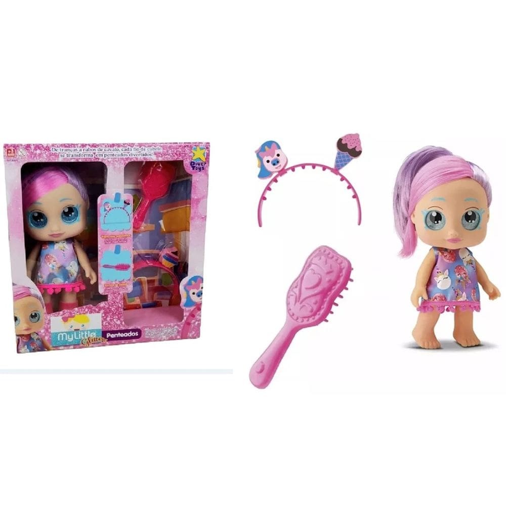 Boneca My Little Glitter Penteados C/ Acessórios - Divertoys