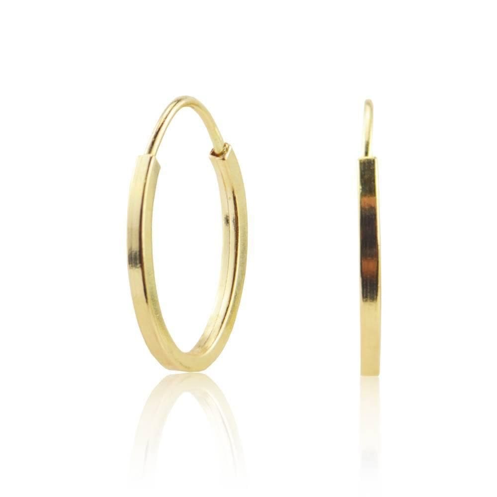Brinco Argola Oval 1,2 Cm Em Ouro 18K