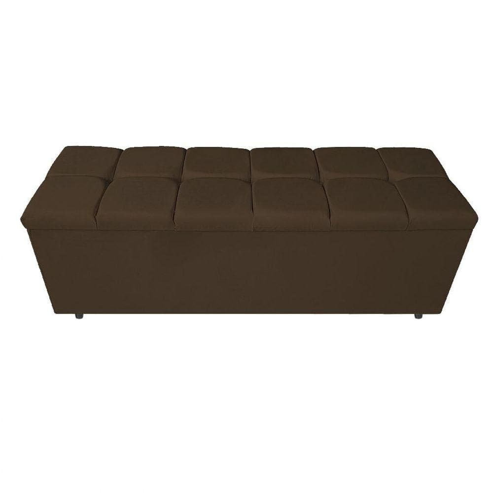 Calçadeira Estofada Manchester 160cm Queen Size Suede Marrom