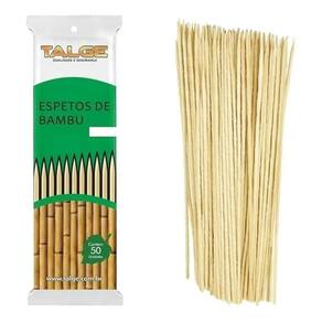 50 palitos de bambu espeto para churrasco 25cm