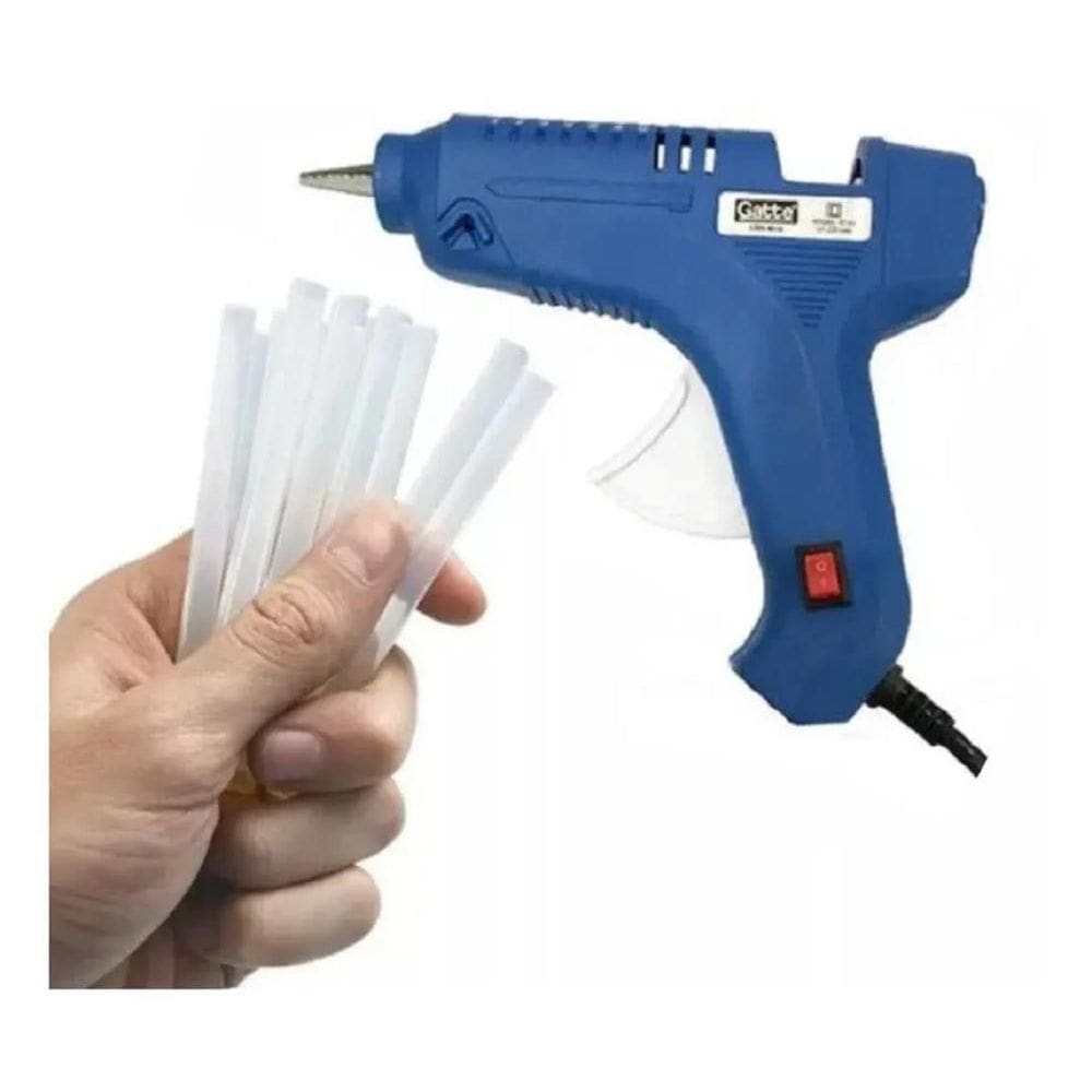 Kit ferramenta de aplicação de cola quente bivolt 40w + 10 bastões de cola