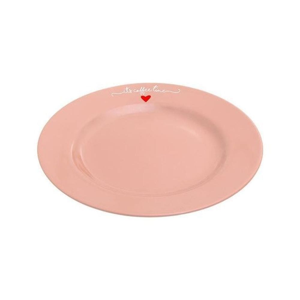 Prato porcelana sobremesa lamour rosa 19cm hauskraft