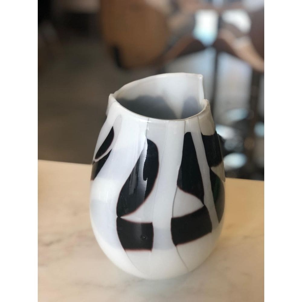 Vaso Vidro Branco E Preto Ø16,5Xh24cm