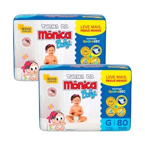 Kit 2 und Fralda Infantil Turma da Mônica Giga Tamanho G 80 und