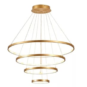 Lustre Pendente Moderno Anéis Led 4 Arco Luminária