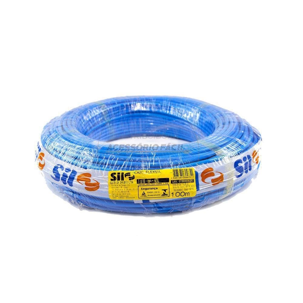 Cabo flexivel 10.0mm sil flexível 750v rolo 100 metros azul