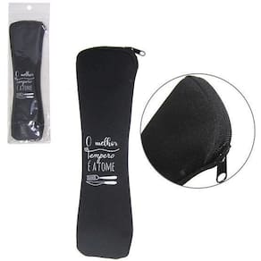 Porta talher estojo com ziper neoprene frases 24x7cm
