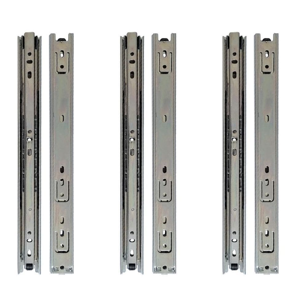 Kit 6 corrediça telescópica 30cm para gaveta trilho 3 pares