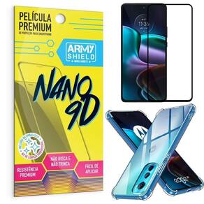 Capinha antishock + película 9d edge 30 - armyshield