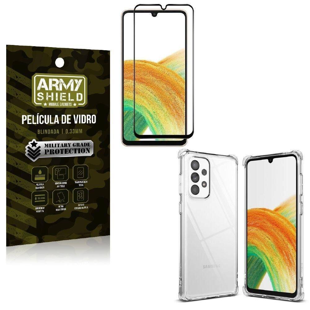 Kit proteção total samsung a33 5g com capa e película 3d