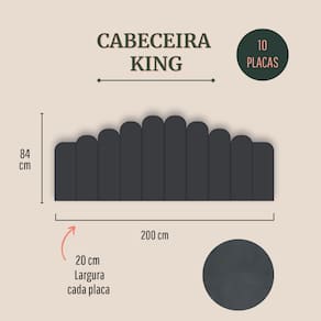 Cabeceira King Estofada Kit 10 Placas Concha - Suede Cinza Escuro