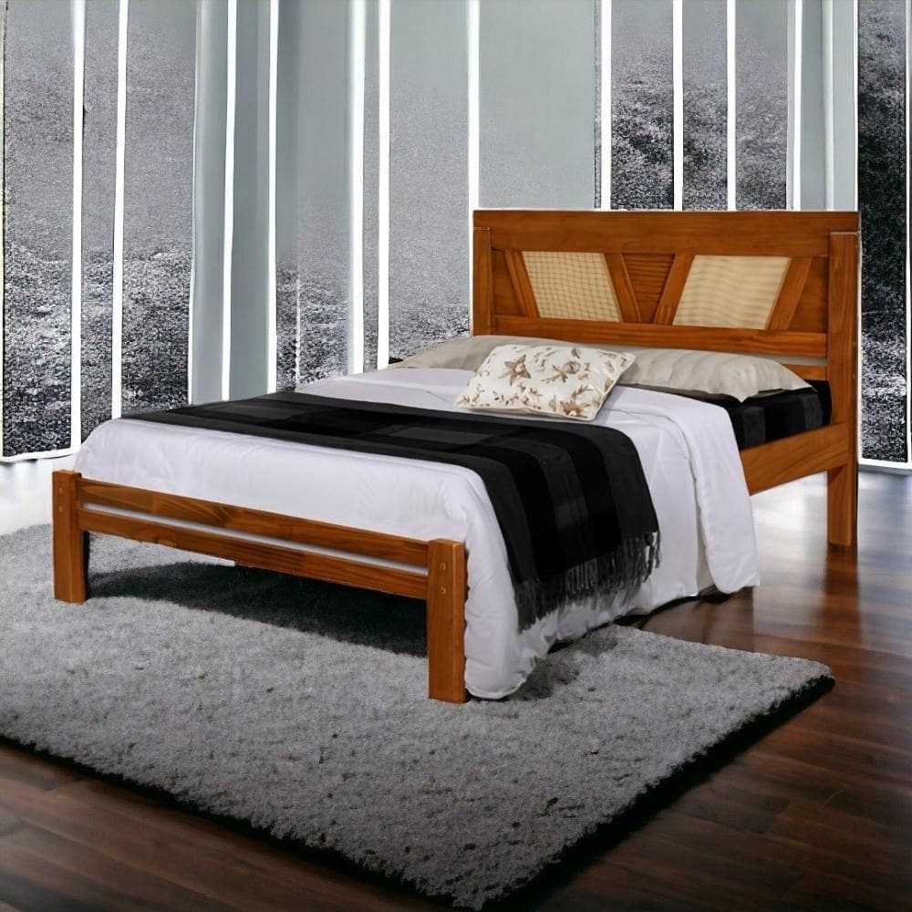 Cama Casal Magnólia Castanho Atraente