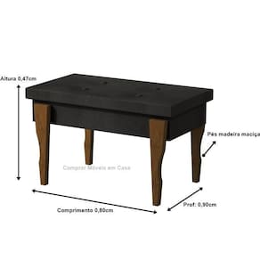 Recamier captone espanha pés madeira 0,80 cor preto comprar