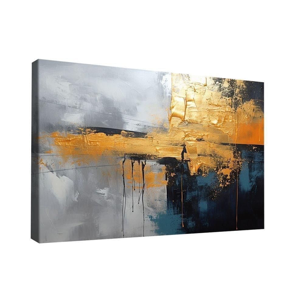 Quadro Abstrato Mancha Dourada -- Br Artes