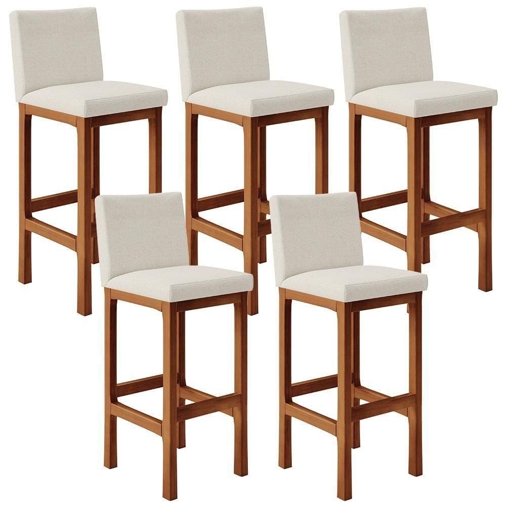 Kit 05 Banquetas Altas Alya Linho Champagne