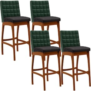 Kit 04 Banquetas Altas Cozinha B04 Verde Musgo Chumbo