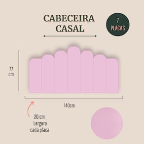 Cabeceira Casal Estofada Kit 7 Placas Concha - Courino Rosa