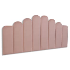 Cabeceira Queen Estofada Kit 8 Placas Concha - Veludo Nude