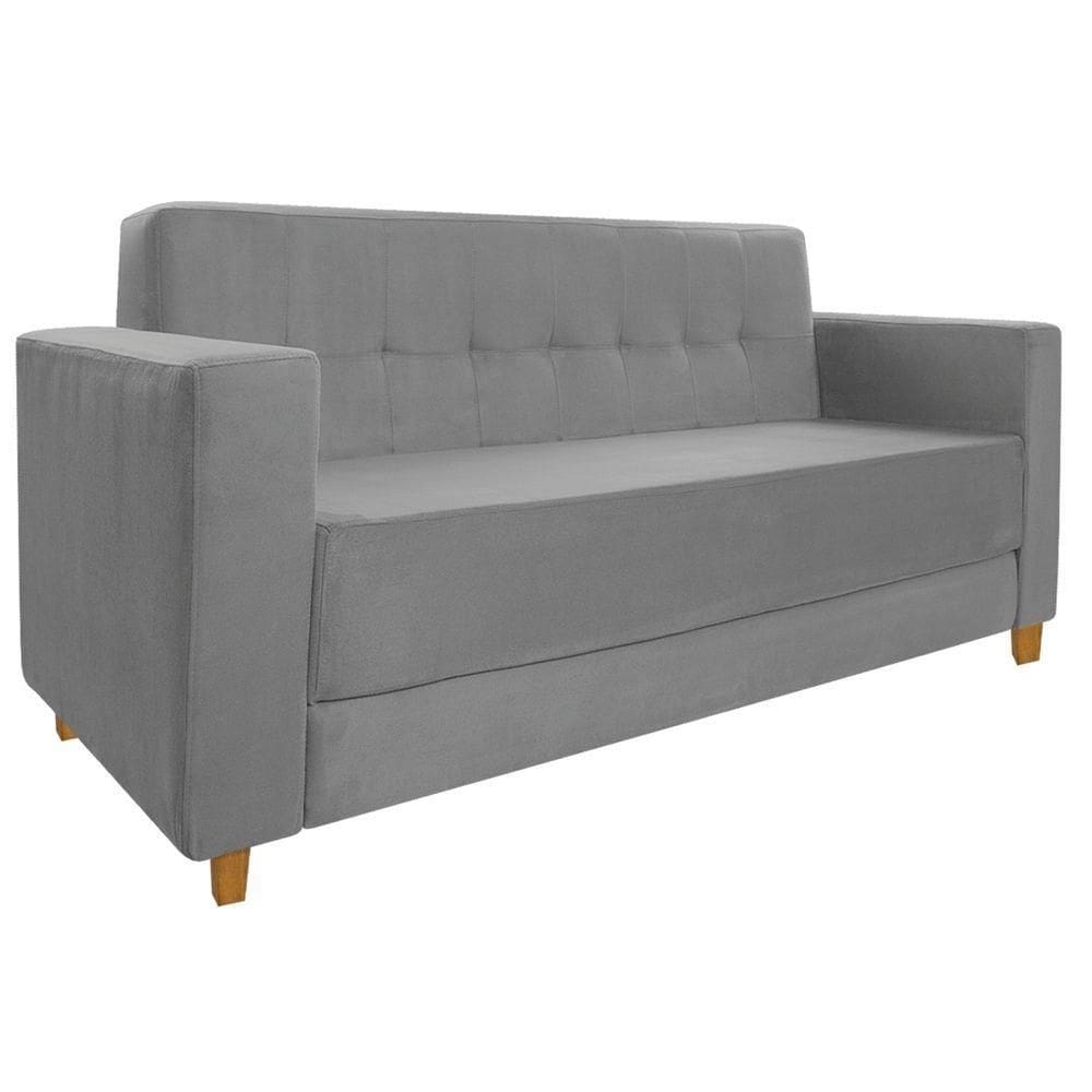 Sofá 2 Lugares Denver Suede Cinza - Doce Sonho Móveis
