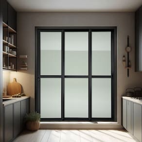 Porta de Correr 3 Folhas Moveis Sequenciais 210 X 200 Elite com Fechadura Tetra Vidro Liso Preto