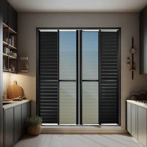 Porta de Correr Venez. 6 Folhas Moveis 210 X 240 Elite com Fecho Automático Vidro Reflex Mix Preto