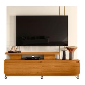 Estante Home Theater New Apolo com Rodízios Cinamomo Off White – Madetec