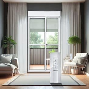 Porta de Correr com Persiana integrada Correr com Motor e Controle Remoto 2 Folhas Móveis 230 X 150 Branco