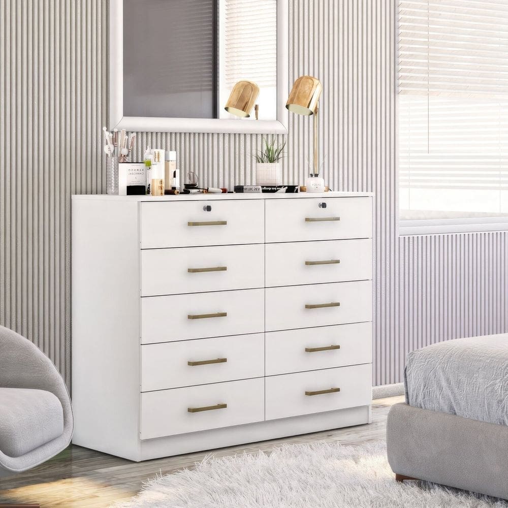 Cômoda Londres com 10 Gavetas e 2 Chave 2338 Branco