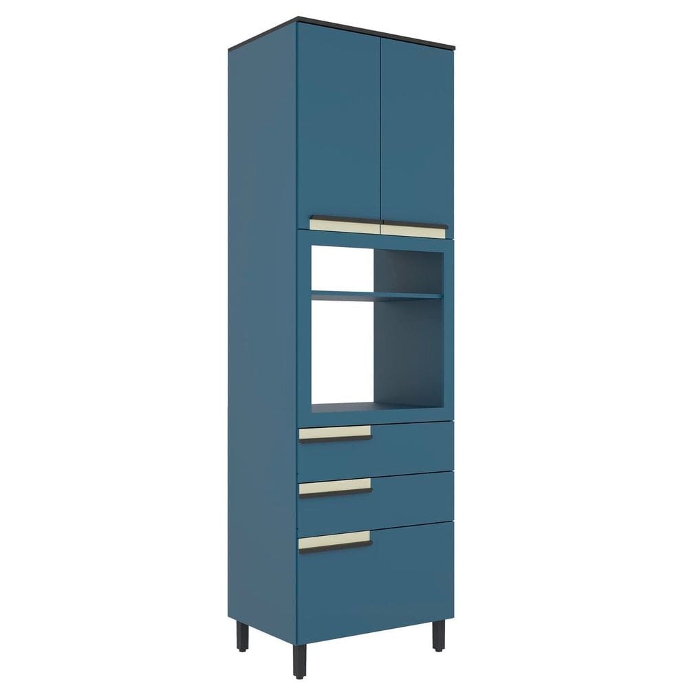Torre Quente 70cm 2 Portas 3 Gavetas Cozinha Flórida Azul Órion