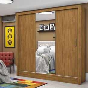 Guarda-roupa Casal 3 Portas com Espelho Santiago Plus Espresso Móveis Cinamomo
